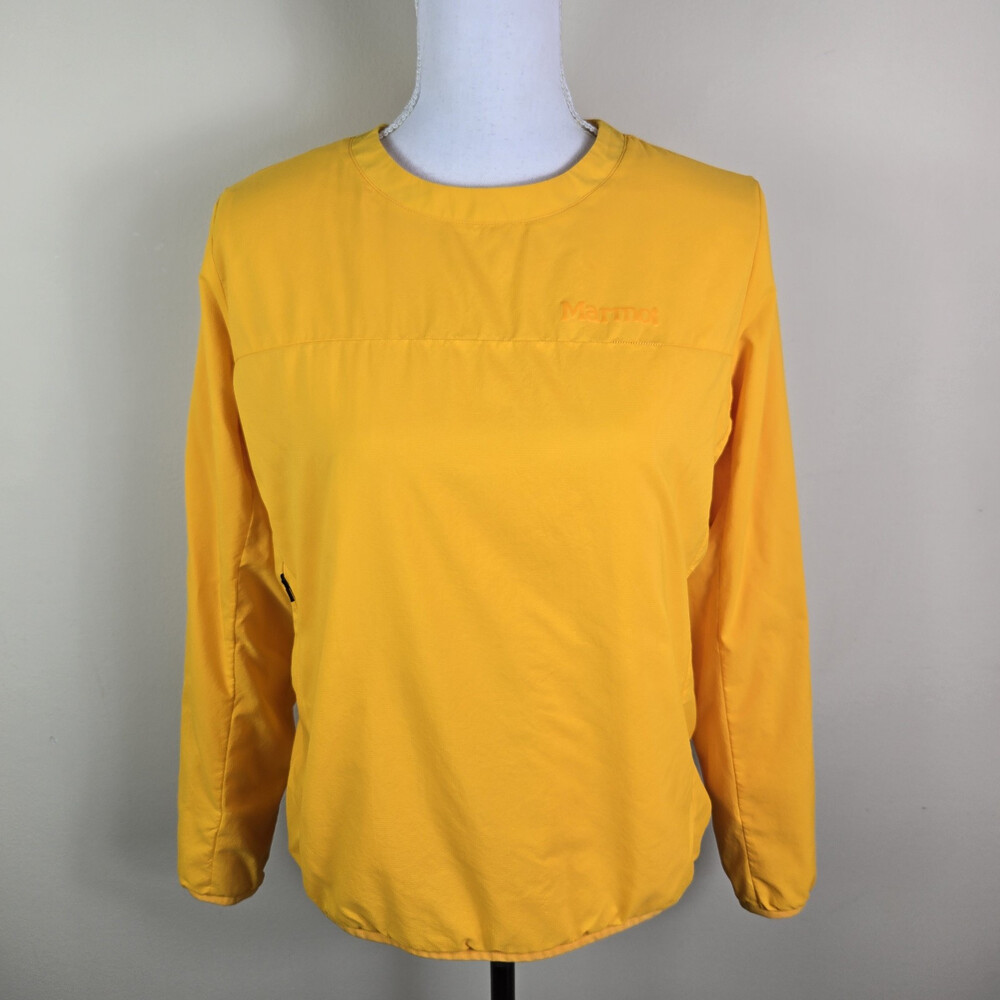 Marmot Womens Pullover M Yellow Alt HB Mesh Lined Water Repellent Sweatshirt